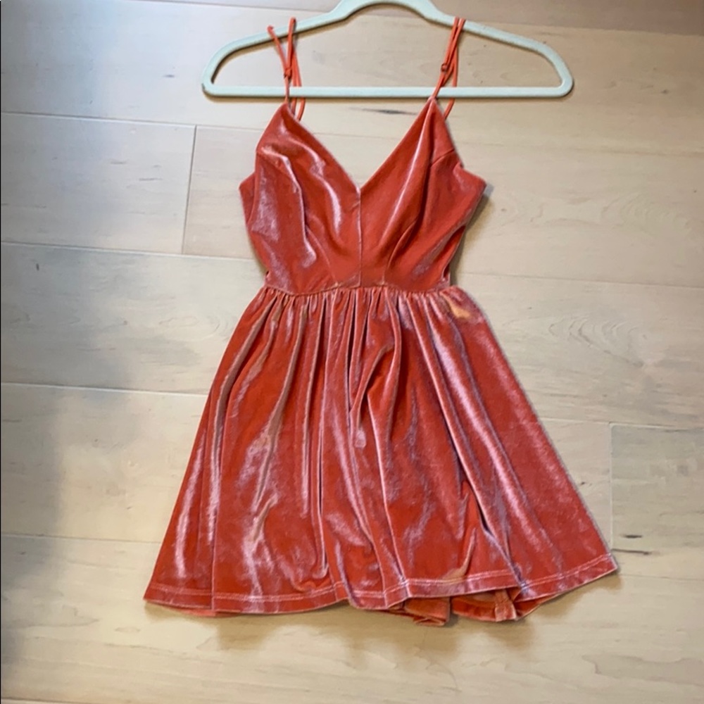 Coral velvet romper